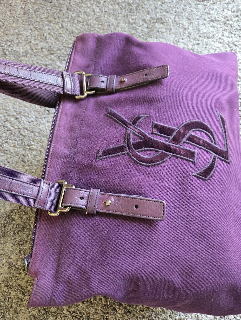 Yves Saint Laurent Purple Logo Canvas Tote - Picture 10 of 14